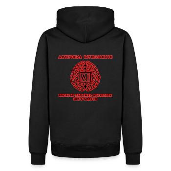 AI Over Natural Stupidity Tee RnB - Men’s Premium Organic Hoodie - black - Back - Nico (187cm)