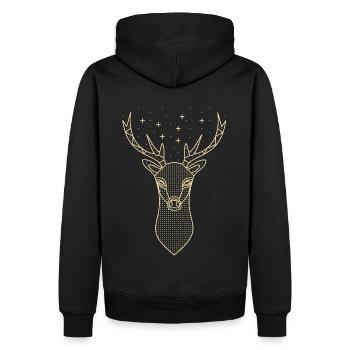 Hirsch Hirschgeweih Sterne - Männer Premium Bio Hoodie - Schwarz - Hinten - Nico (187cm)