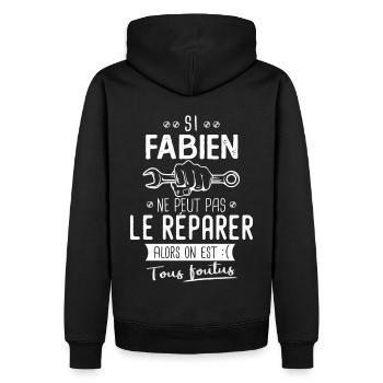 Si Fabien ne peut pas le réparer on est foutus - Sweat à capuche Premium bio Homme - noir - Dos - Nico (187cm)