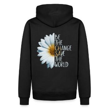 Sei der Wandel Rette die Welt Klimaschutz Natur - Männer Premium Bio Hoodie - Schwarz - Hinten - Nico (187cm)