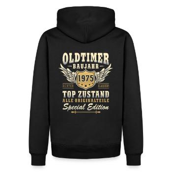 50. Geburtstag Oldtimer 50 Jahre 2025 Geschenkidee - Männer Premium Bio Hoodie - Schwarz - Hinten - Nico (187cm)