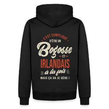 Irlandais Bogosse Cadeau Irlande - Sweat à capuche Premium bio Homme - noir - Dos - Nico (187cm)