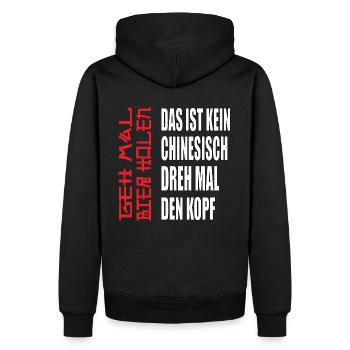 Biertrinker Geh mal Bier holen T-Shirt - Männer Premium Bio Hoodie - Schwarz - Hinten - Nico (187cm)