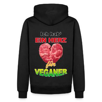 Ein Herz Für Veganer - dunkel - Männer Premium Bio Hoodie - Schwarz - Hinten - Nico (187cm)