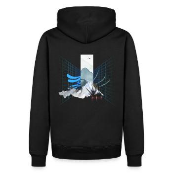 Digitale Landschaft - Männer Premium Bio Hoodie - Schwarz - Hinten - Nico (187cm)
