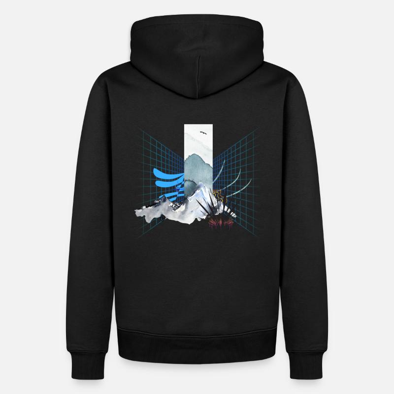 Digitale Landschaft - Männer Premium Bio Hoodie - Schwarz