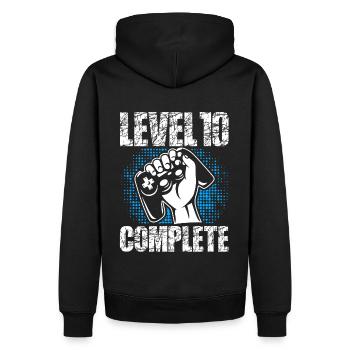 Level 10 Complete Birthday Gift 10 Years - Men’s Premium Organic Hoodie - black - Back - Nico (187cm)