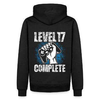 Level 17 Complete Birthday Gift 17 years - Men’s Premium Organic Hoodie - black - Back - Nico (187cm)