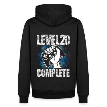 Level 20 Complete Geburtstagsgeschenk 20 Jahre - Männer Premium Bio Hoodie - Schwarz - Hinten - Nico (187cm)