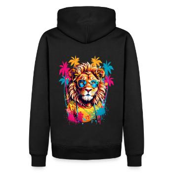 Cool Lion - Men’s Premium Organic Hoodie - black - Back - Nico (187cm)
