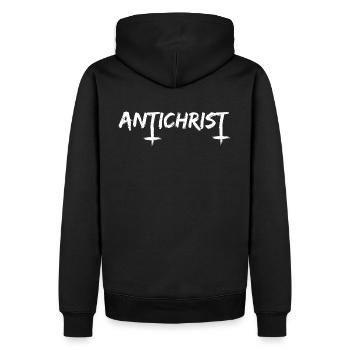 ANTICHRIST Superstar Occult Satan Gothic Heidentum - Männer Premium Bio Hoodie - Schwarz - Hinten - Nico (187cm)