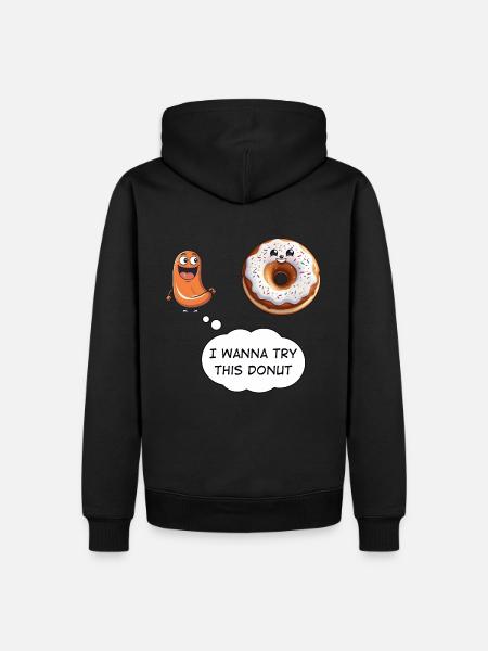 Sausage craving donut - Men’s Premium Organic Hoodie - black