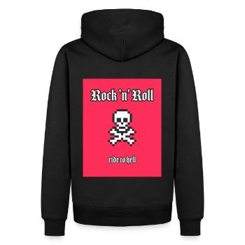 Ride to Hell - Verpixelter Rock 'n' Roll Totenkopf - Männer Premium Bio Hoodie - Schwarz - Hinten - Nico (187cm)