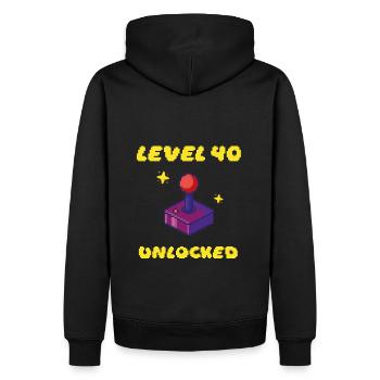 Level 40 Unlocked - 16 Bit Joystick 40. Geburtstag - Männer Premium Bio Hoodie - Schwarz - Hinten - Nico (187cm)