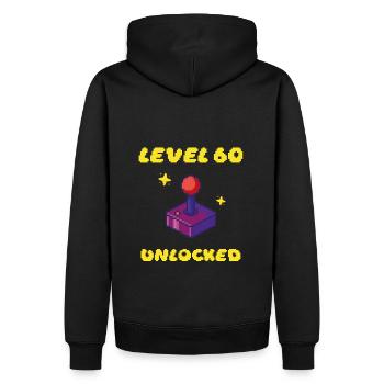 60. Geburtstag - Level 60 Unlocked 16 bit Joystick - Männer Premium Bio Hoodie - Schwarz - Hinten - Nico (187cm)
