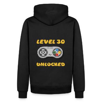 30. Geburtstag - Level 30 Unlocked 16 bit - Männer Premium Bio Hoodie - Schwarz - Hinten - Nico (187cm)