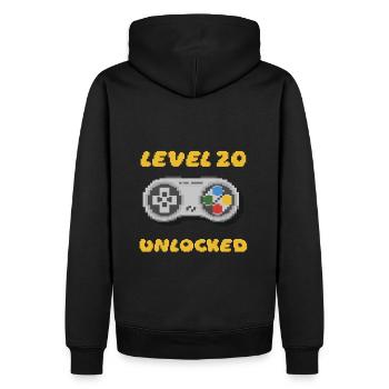 Geburtstag 20 - 20ter - Level 20 Unlocked 16 Bit - Männer Premium Bio Hoodie - Schwarz - Hinten - Nico (187cm)