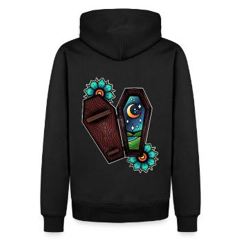 Es wird ganz schwarz sein - Männer Premium Bio Hoodie - Schwarz - Hinten - Nico (187cm)