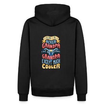 Biker Grandpa - Männer Premium Bio Hoodie - Schwarz - Hinten - Nico (187cm)