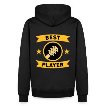 Meilleur guitariste (guitare, cercle, bannière) - Sweat à capuche Premium bio Homme - noir - Dos - Nico (187cm)