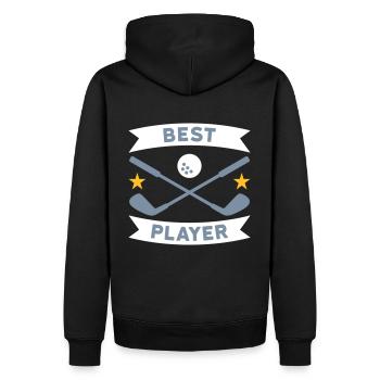 Meilleur joueur de golf (bannières, étoiles, clubs de golf) - Sweat à capuche Premium bio Homme - noir - Dos - Nico (187cm)
