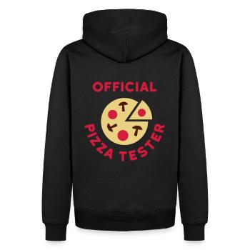 Testeur de pizza officiel (pizza, salami, champignons) - Sweat à capuche Premium bio Homme - noir - Dos - Nico (187cm)