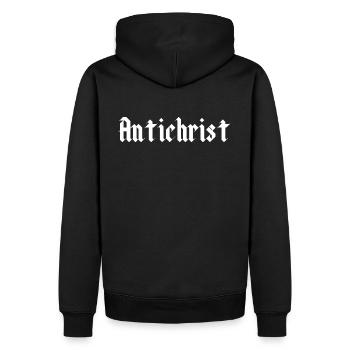 ANTICHRIST Superstar Occult Satan Gothic Heidentum - Männer Premium Bio Hoodie - Schwarz - Hinten - Nico (187cm)