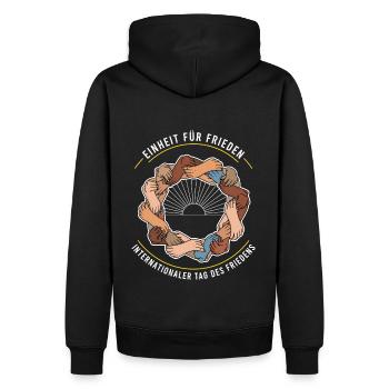 Unity for Peace - Men’s Premium Organic Hoodie - black - Back - Nico (187cm)