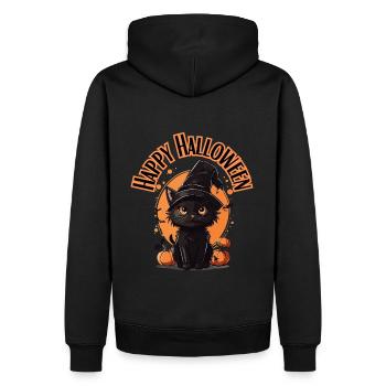 Happy Halloween Cat - Männer Premium Bio Hoodie - Schwarz - Hinten - Nico (187cm)