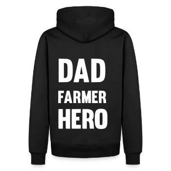 Dad farmer hero - Männer Premium Bio Hoodie - Schwarz - Hinten - Nico (187cm)