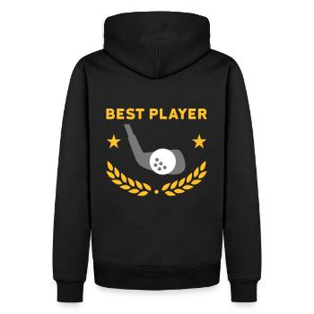 Meilleur joueur (clubs de golf, balle de golf, couronne de laurier) - Sweat à capuche Premium bio Homme - noir - Dos - Nico (187cm)