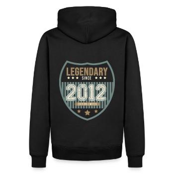 anniversaire 2012 legendaire 10 ans - Sweat à capuche Premium bio Homme - noir - Dos - Nico (187cm)