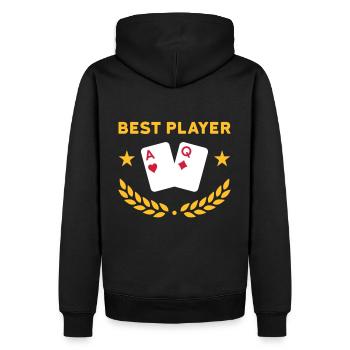 Meilleur joueur (cartes à jouer, étoiles, couronne de laurier) - Sweat à capuche Premium bio Homme - noir - Dos - Nico (187cm)