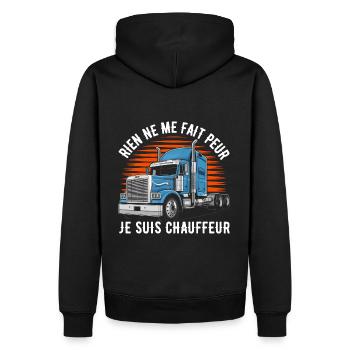 Rien ne me fait peur je suis chauffeur cadeau - Sweat à capuche Premium bio Homme - noir - Dos - Nico (187cm)