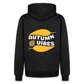 Autumn vibes (geschwungene Laubblätter) - Männer Premium Bio Hoodie - Schwarz - Hinten - Nico (187cm)