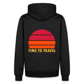 Temps de déplacement (soleil partagé) - Sweat à capuche Premium bio Homme - noir - Dos - Nico (187cm)