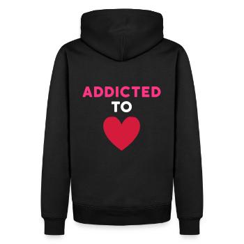 Accro à l’amour - Sweat à capuche Premium bio Homme - noir - Dos - Nico (187cm)