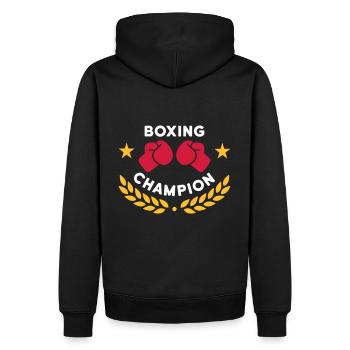 Boxing champion (boxing gloves, laurel wreath) - Men’s Premium Organic Hoodie - black - Back - Nico (187cm)
