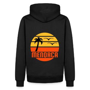 Menorca (Sonne, Palme, Vögel) - Männer Premium Bio Hoodie - Schwarz - Hinten - Nico (187cm)