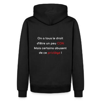 Le privilège des cons - Sweat à capuche Premium bio Homme - noir - Dos - Nico (187cm)