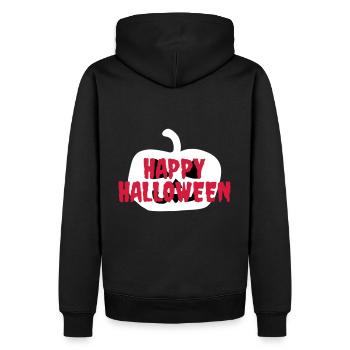 Happy halloween (Halloween pumpkin in the background) - Men’s Premium Organic Hoodie - black - Back - Nico (187cm)