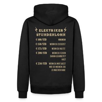 Elektriker Stundenlohn - Männer Premium Bio Hoodie - Schwarz - Hinten - Nico (187cm)