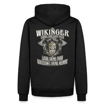 VALEURS VIKING - Sweat à capuche Premium bio Homme - noir - Dos - Nico (187cm)