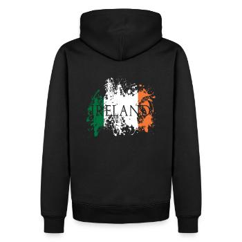 IRELAND Flagge Splatter Flag Eire Fahne Geschenk - Männer Premium Bio Hoodie - Schwarz - Hinten - Nico (187cm)