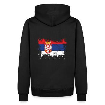 Serbia Serbien Flagge Fahne Land Volk Stolz - Männer Premium Bio Hoodie - Schwarz - Hinten - Nico (187cm)