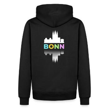 Bonn Bunt Nous sommes plus des villes allemandes grande ville - Sweat à capuche Premium bio Homme - noir - Dos - Nico (187cm)