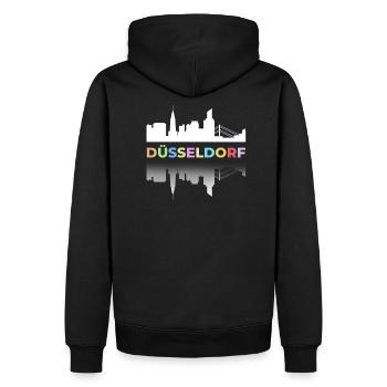 Düsseldorf Bunt Demo Deutsche Städte Reise Abflug - Männer Premium Bio Hoodie - Schwarz - Hinten - Nico (187cm)