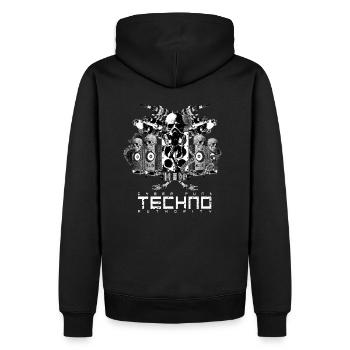 Cyber Punk Techno Authority Gabba Rave Style Goa - Männer Premium Bio Hoodie - Schwarz - Hinten - Nico (187cm)