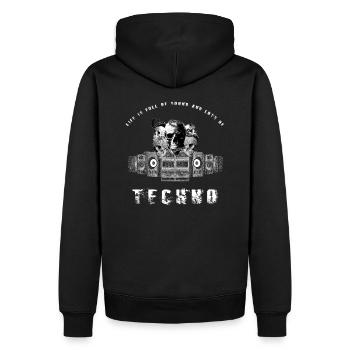 Techno Skull Skull Octopus Bass Boxing Rave Hard - Men’s Premium Organic Hoodie - black - Back - Nico (187cm)