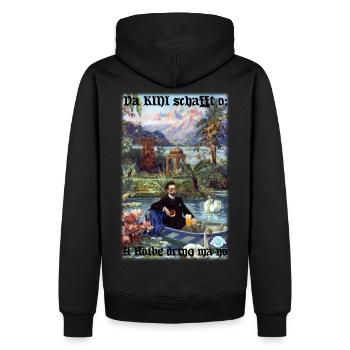 Da KINI schafft o... Lustiges T-Shirt, Bayern,Bier - Männer Premium Bio Hoodie - Schwarz - Hinten - Nico (187cm)